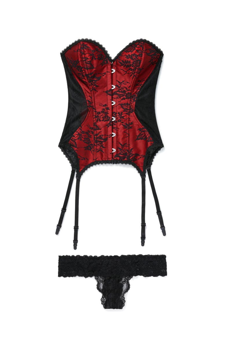 Adore Me Jasmine Boned Corset & Thong Set, Alternate, color, Black
