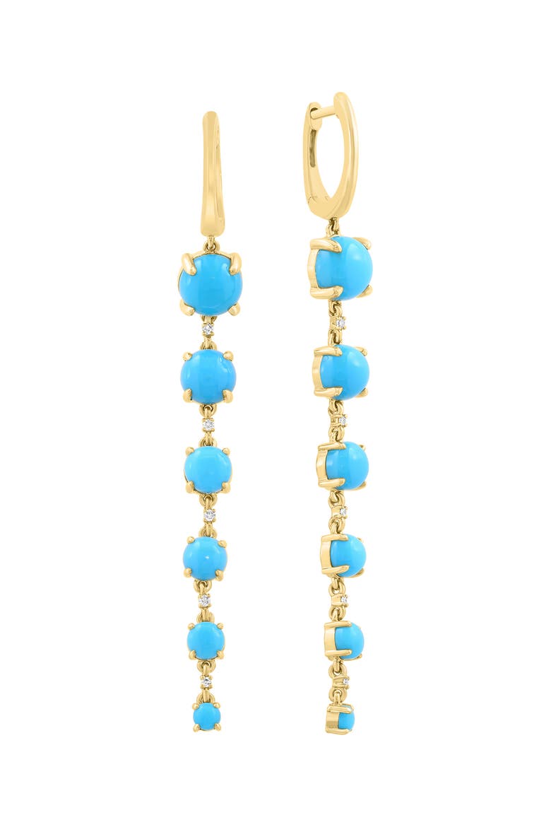 14K Yellow Gold Diamond,Turquoise Earrings, Alternate, color, Hematite and FW Blush Pearl