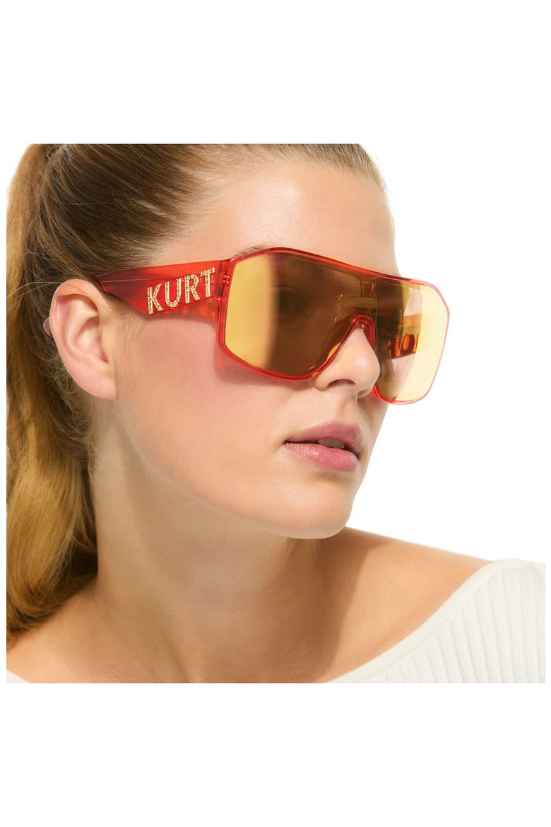 Mask Sunglasses, Alternate, color, PEACH/ ROSEGD ML