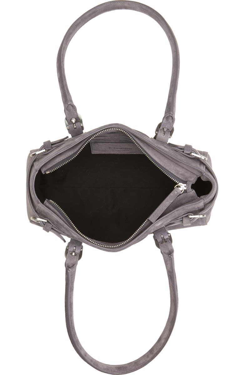 Reformation Dominique Leather Shoulder Bag, Alternate, color, Gunmetal Suede