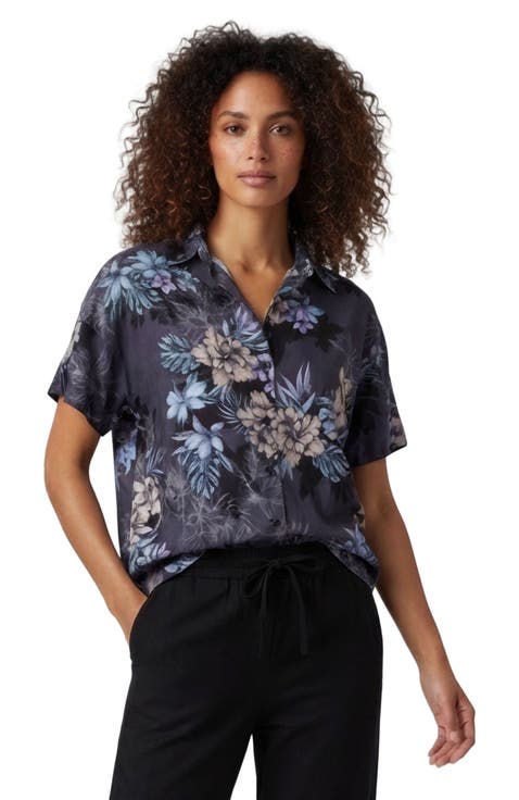 Exotic Floral Womens Linen Printed Shirt
