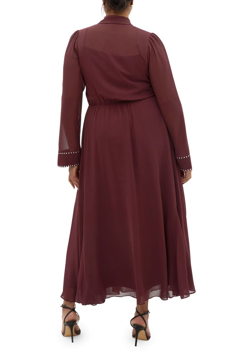 Kara Long Sleeve A-Line Dress, Alternate, color, CHOCOLATE CHERRY