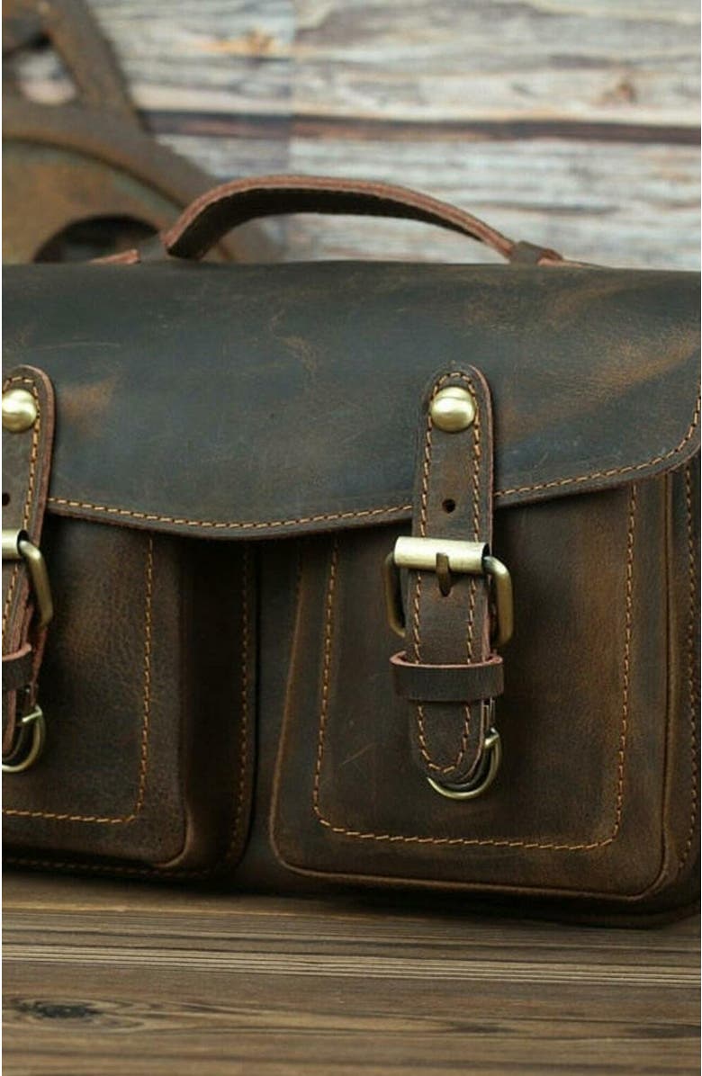 STEEL HORSE LEATHER The Faust Leather Camera Bag | Crossbody Vintage Camera Messenger Bag, Alternate, color, Brown