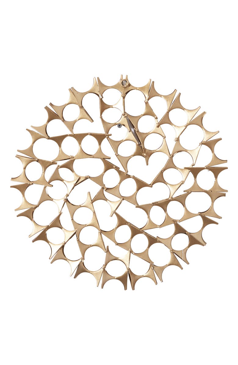 WILLOW ROW Goldtone Metal Starburst Wall Decor with Cutout Design - Set of 3, Alternate, color, Gold