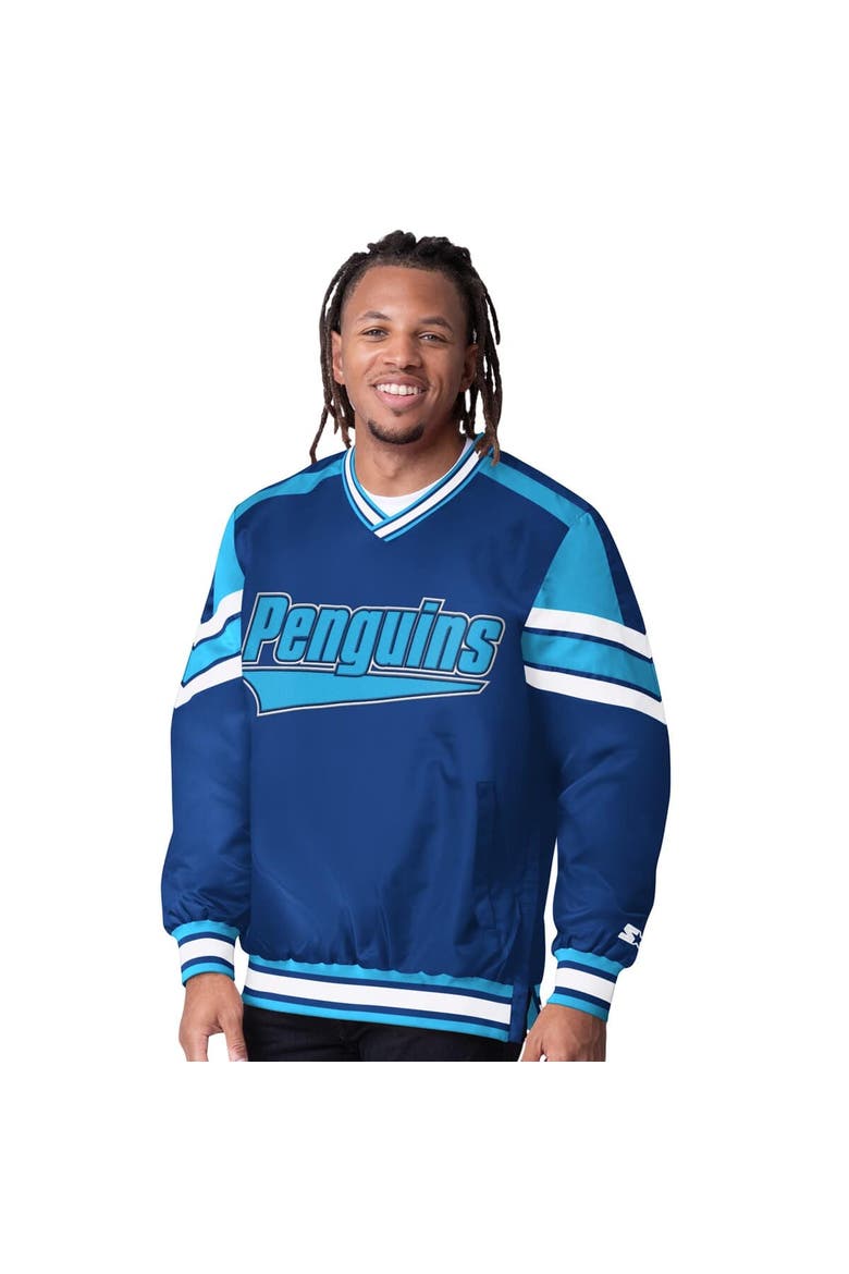 Men's Starter  Blue Pittsburgh Penguins Reliever V-Neck Pullover Jacket, Main, color, Blue