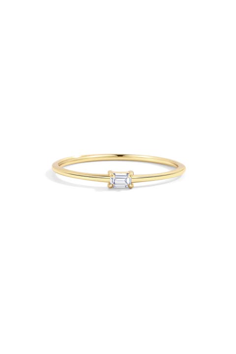 Dainty Baguette Cubic Zirconia Stacking Ring