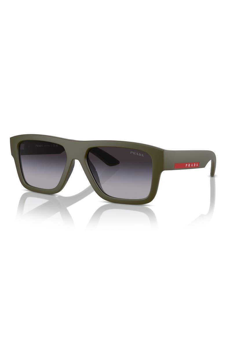 Prada Linea Rossa 56mm Square Sunglasses, Alternate, color, Grey Flash