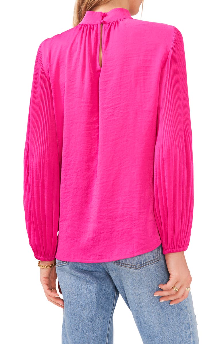 Vince Camuto Pleated Long Sleeve Mock Neck Blouse, Alternate, color,