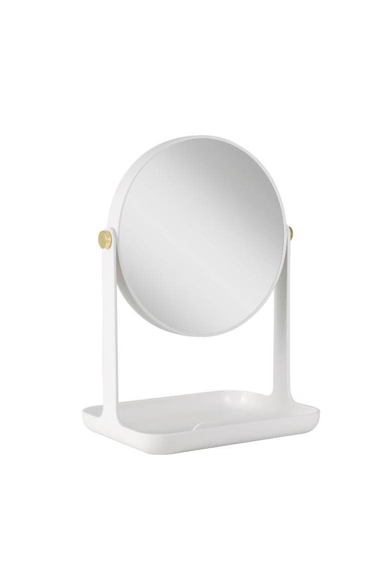 Back-to-School Makeup Mirror with Accessory Tray & Phone Holder, Main, color, White