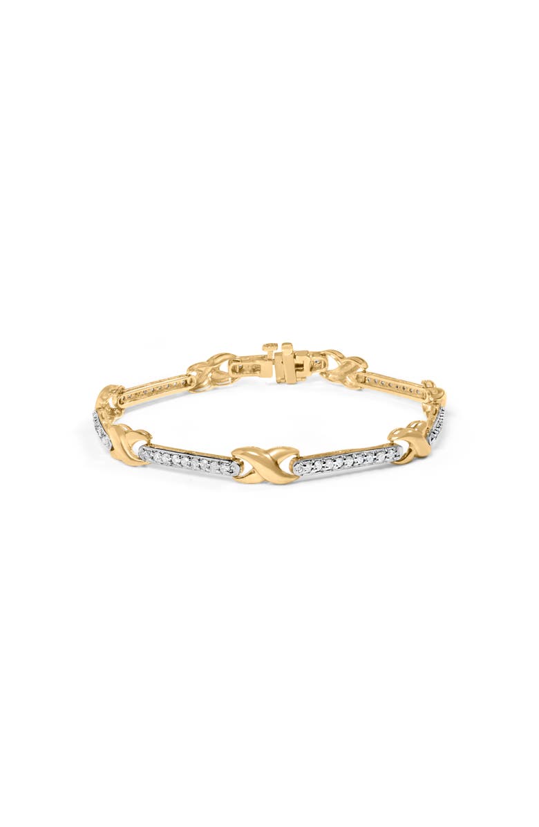 Haus of Brilliance 10K Yellow Gold 1.00 Cttw Pave Set Diamond Bar and X-Link Bracelet, Main, color, Yellow