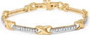 Haus of Brilliance 10K Yellow Gold 1.00 Cttw Pave Set Diamond Bar and X-Link Bracelet