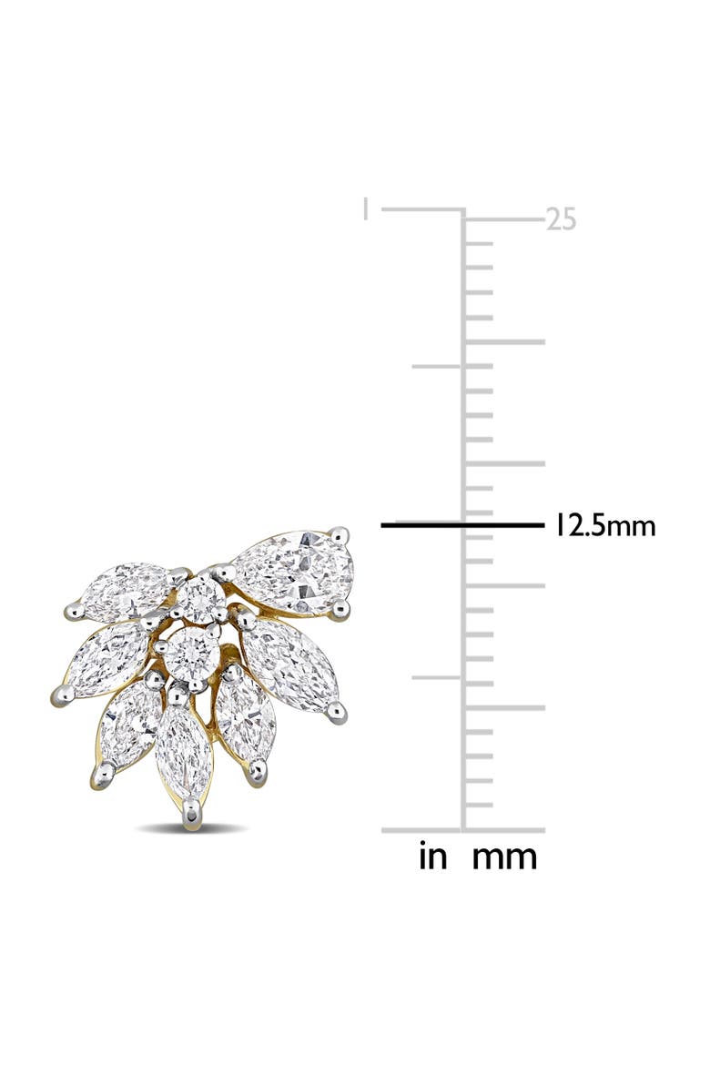 Lab-Grown Diamond Floral Earrings 14k, Alternate, color, Yellow Gold