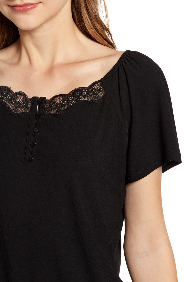 CeCe Lace Trim Knit Top, Alternate, color, 