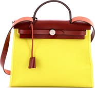 Pre-Owned Hermes Herbag Zip Leather and Toile 31