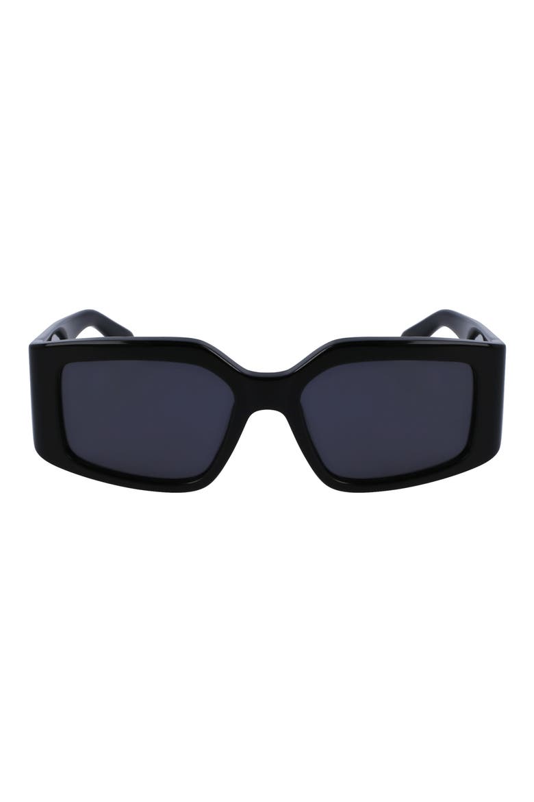 Classic Logo 54mm Modified Rectangular Sunglasses, Main, color, BLACK