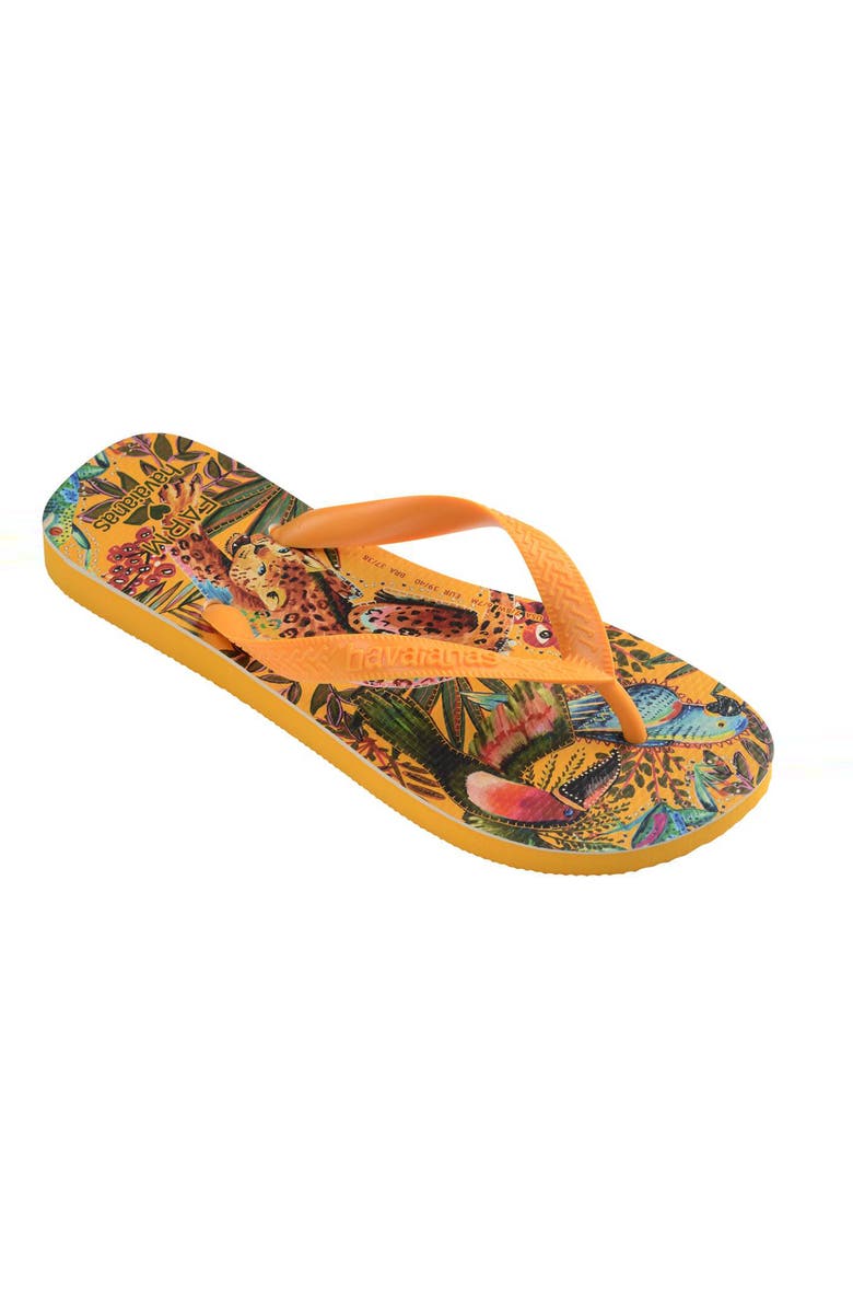 Havaianas x FARM Rio Into the Jungle Flip Flop, Main, color, Yellow Pop