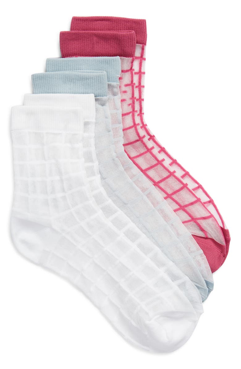BP. Assorted 3-Pack Sheer Ankle Socks, Main, color,