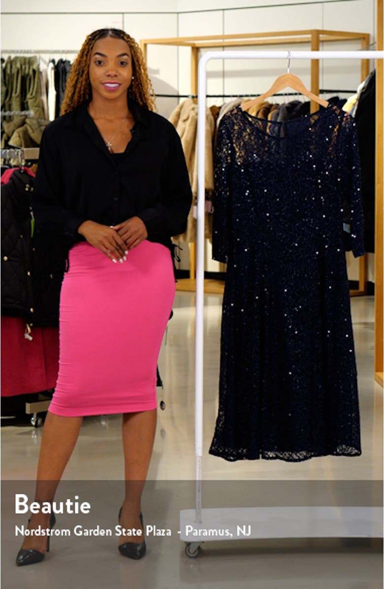 Lace Overlay Fit & Flare Midi Dress, sales video thumbnail