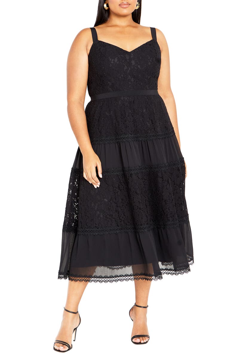 City Chic Rosalyn Sleeveless Lace Maxi Dress, Main, color, 