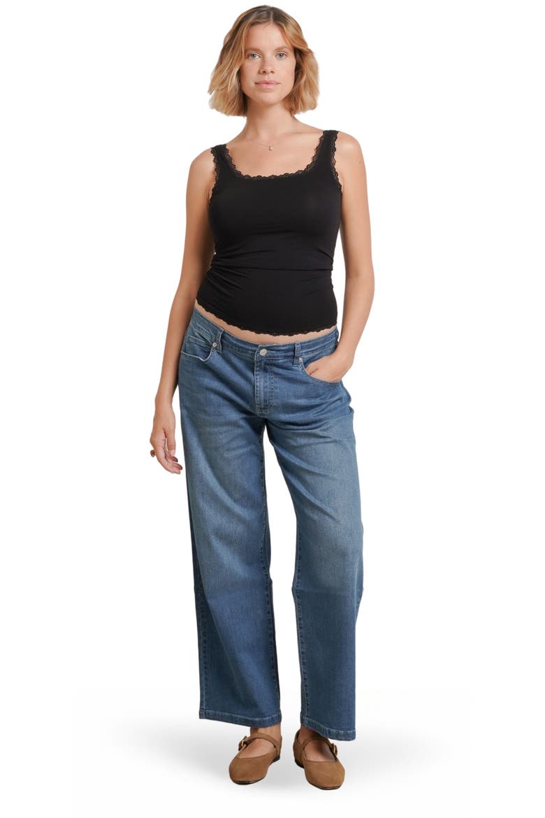 Slouch Under-the-belly Maternity Boyfriend Jeans, Main, color, Dark Blue