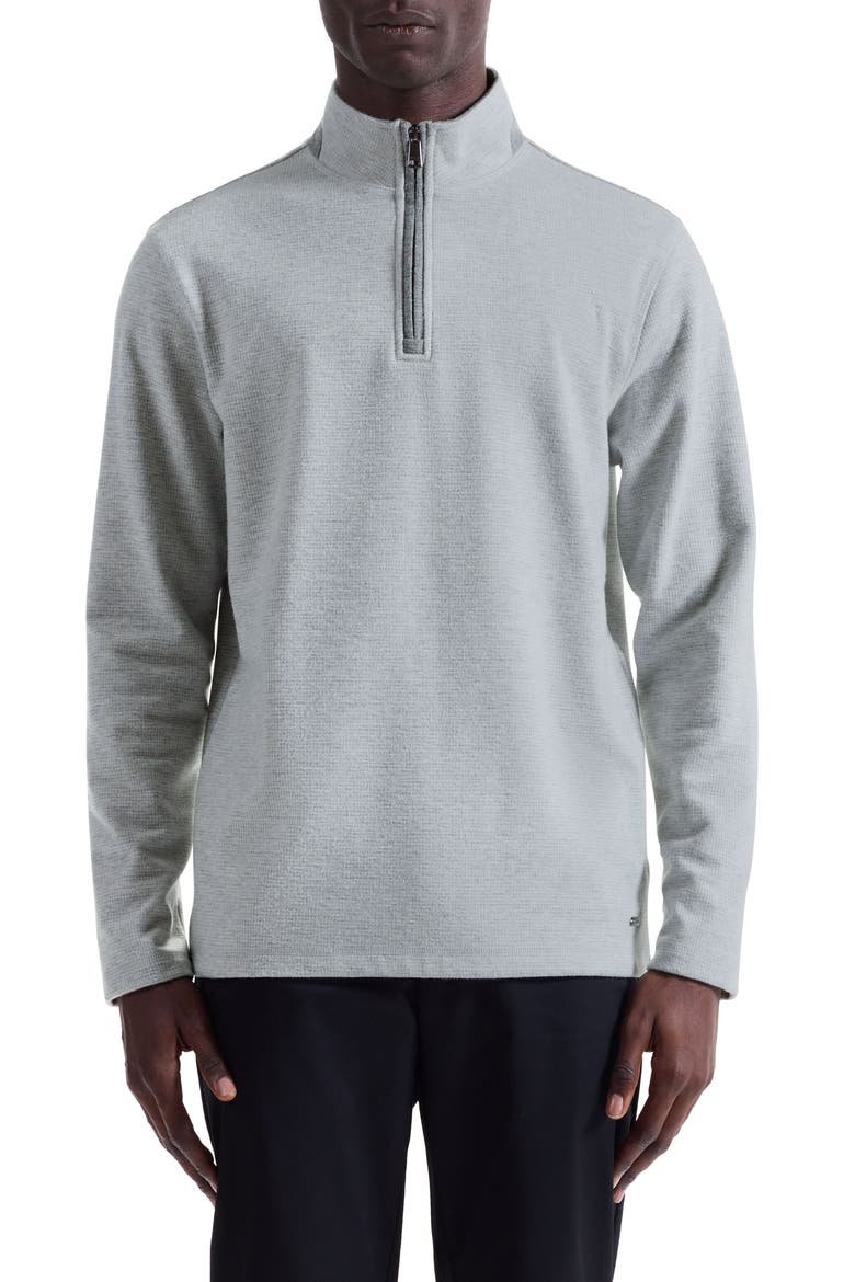 Houndstooth Patern Quarter Zip Top, Main, color, CEMENT