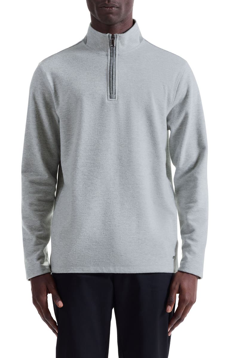 Bugatchi Houndstooth Patern Quarter Zip Top, Main, color, Cement