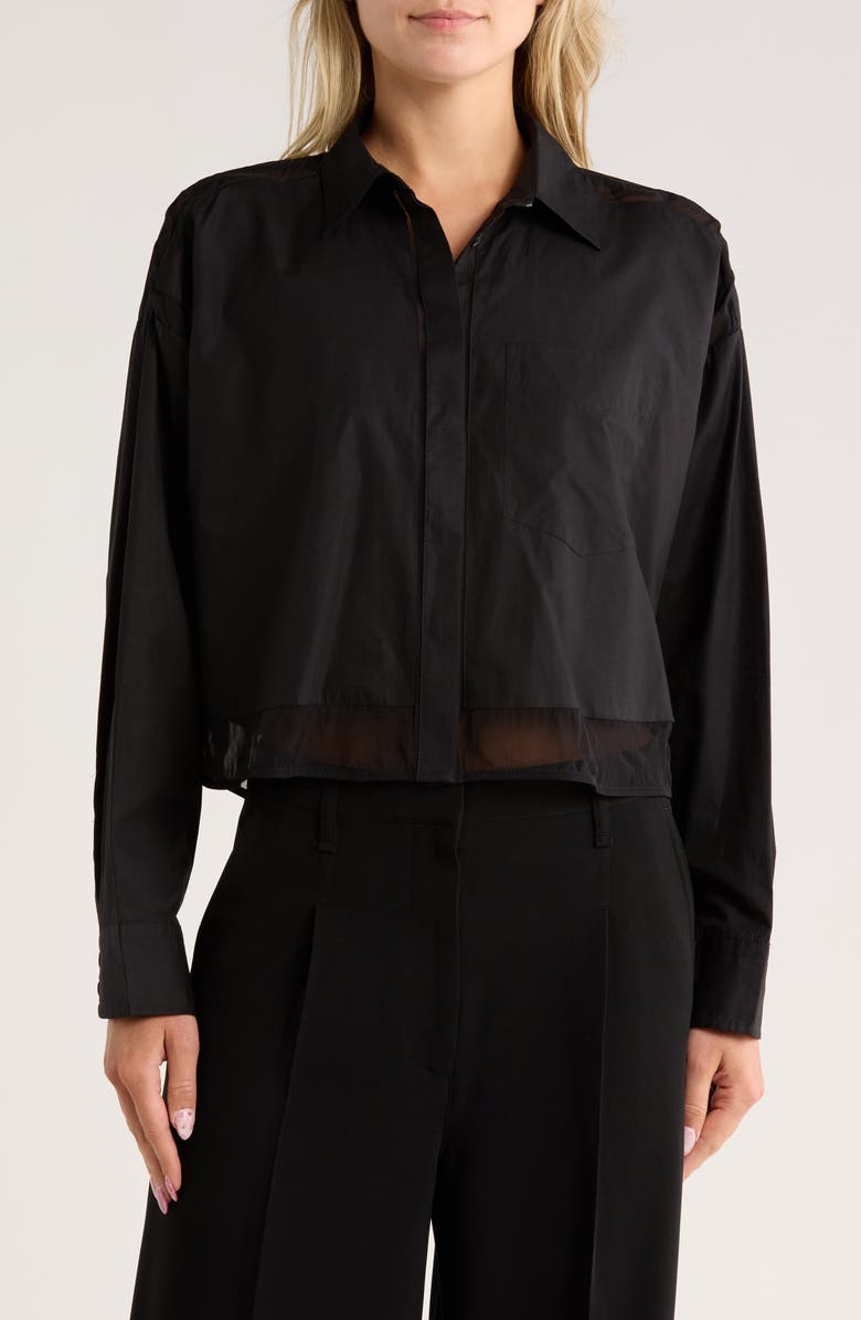 rag 
bone Beatrice Mixed Media Crop Button-Up Shirt, Main, color, 