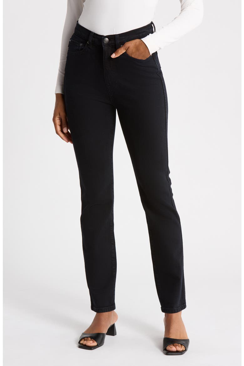 Kristy High Waist Straight Leg Jeans, Main, color, BLACK