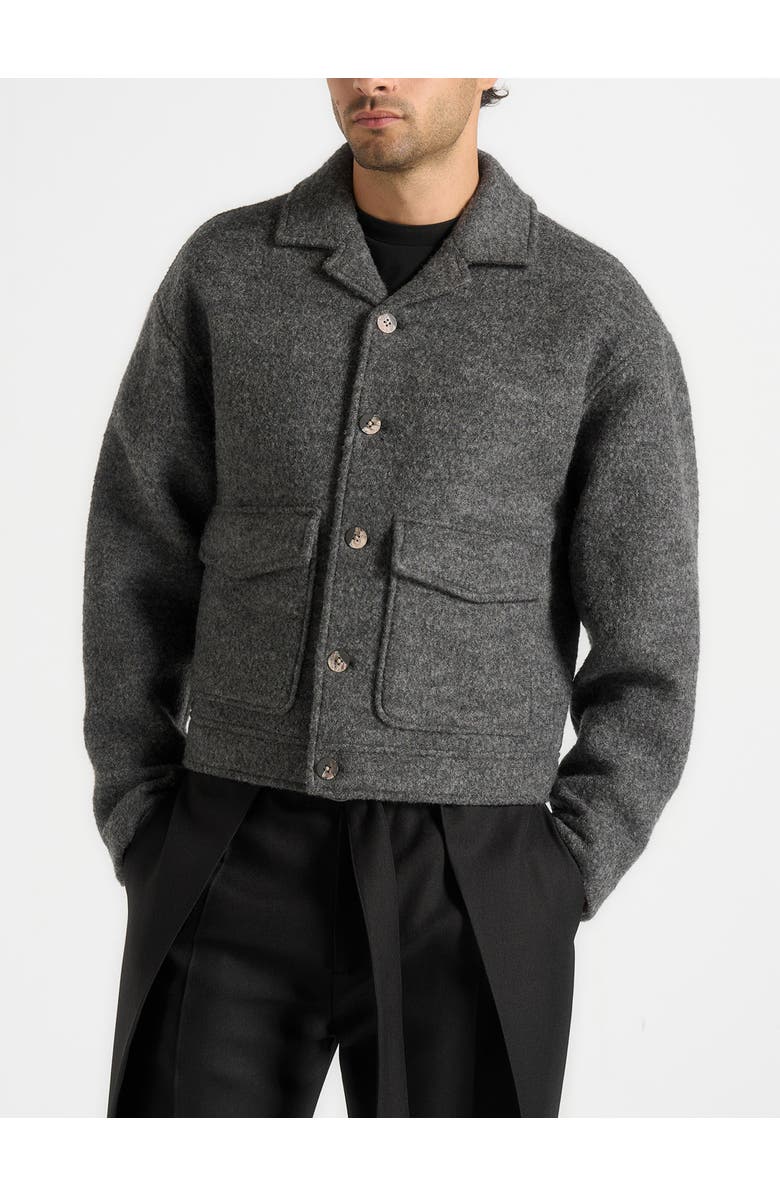 Manière De Voir Aurel Wool Jacket With Revere Collar, Main, color, Grey