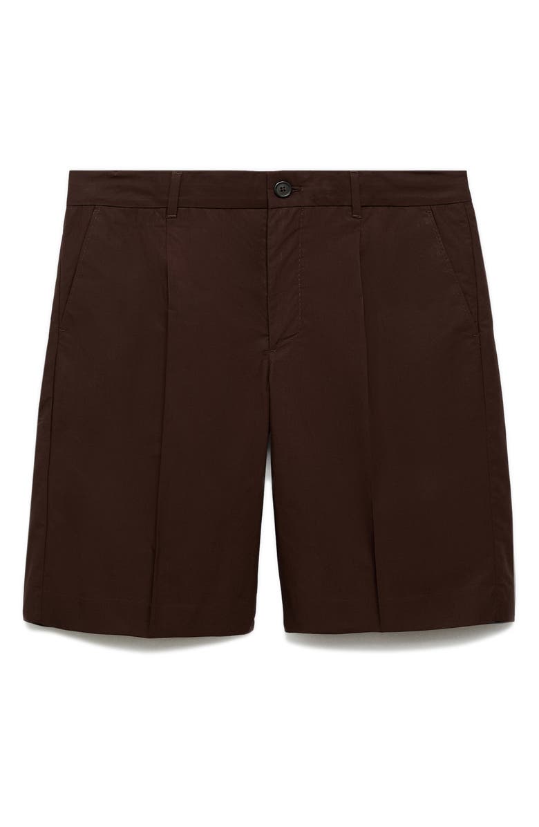 MANGO Relaxed Fit Pleated Bermuda Shorts, Alternate, color, Brown
