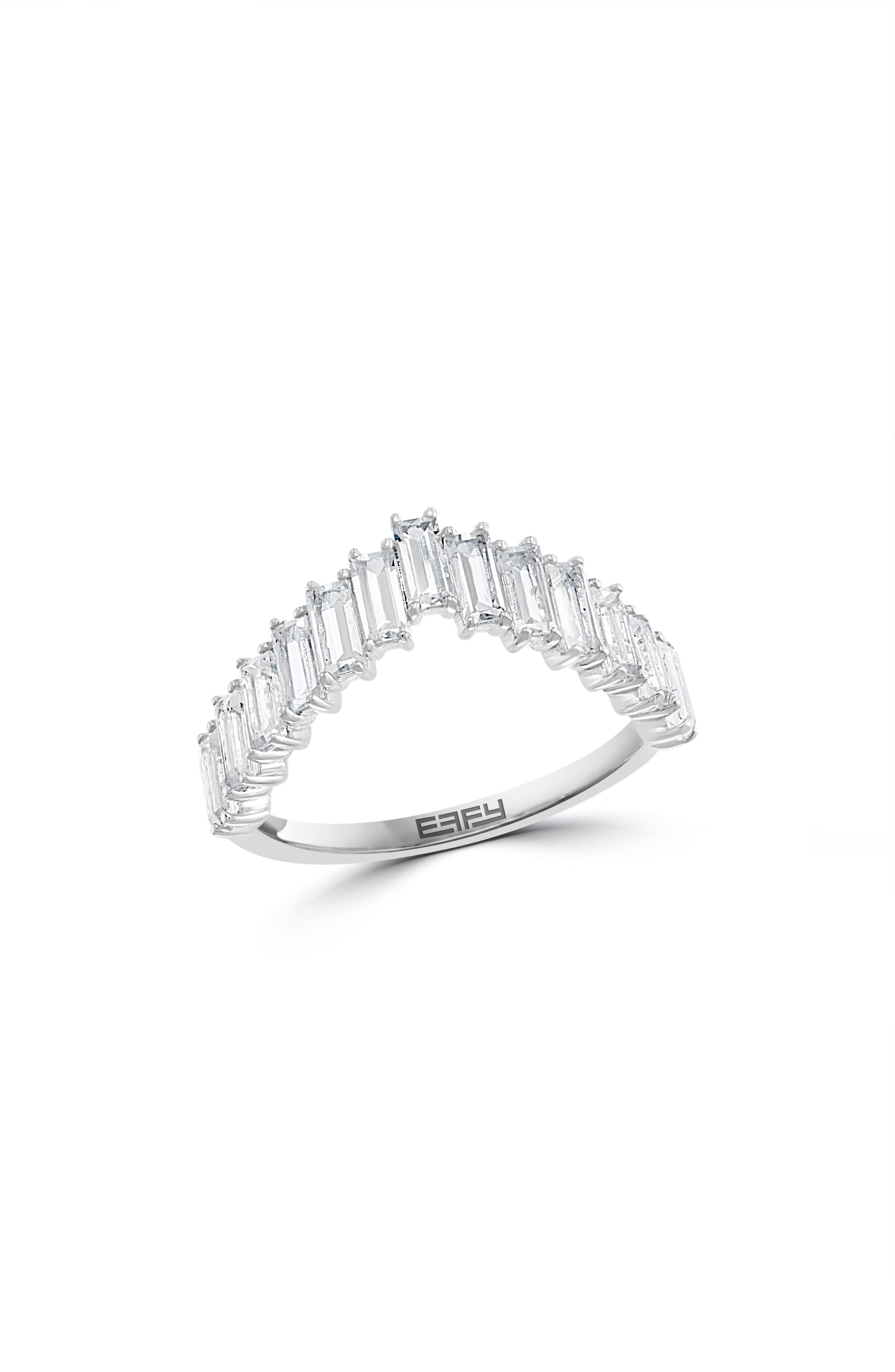 EFFY Sterling Silver White Topaz Baguette Ring