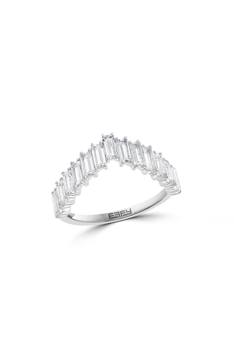 EFFY Sterling Silver White Topaz Baguette Ring, Main, color, White