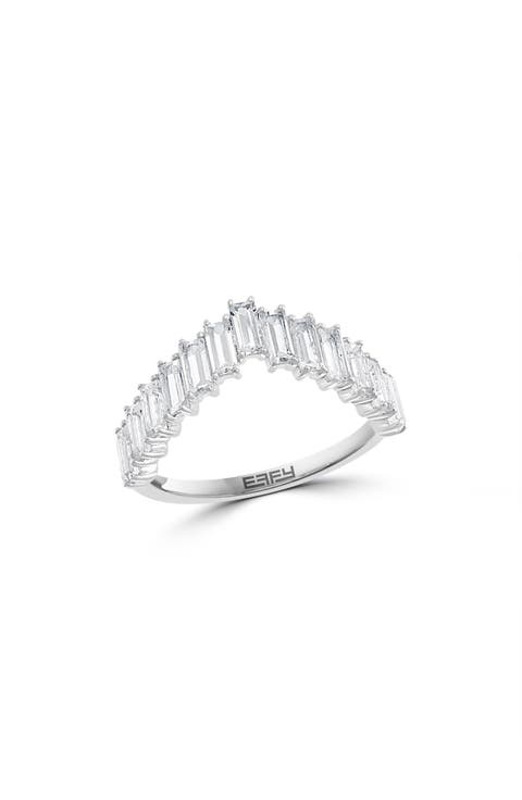 Sterling Silver White Topaz Baguette Ring