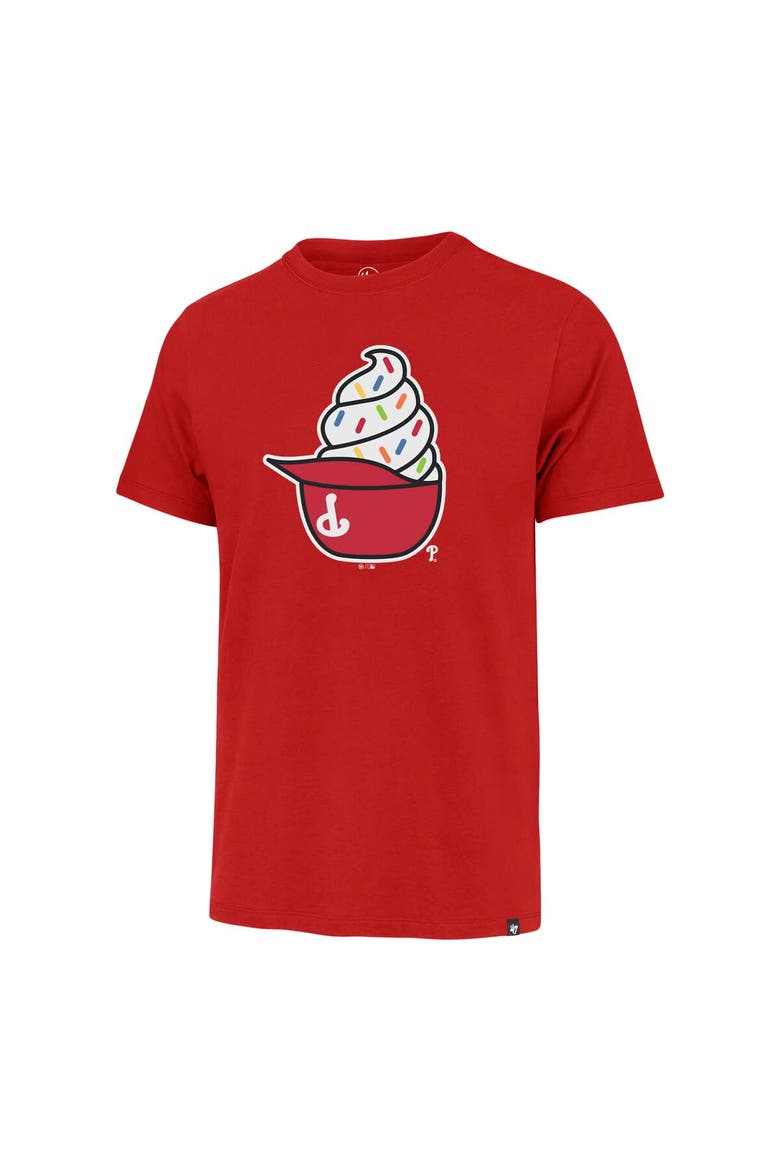 Men's '47  Red Philadelphia Phillies Ice Cream Helmet Franklin T-Shirt, Alternate, color, Red