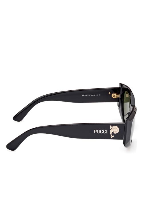 Pucci Women's Shiny Black & Green Faceted Rectangle Sunglasses In Black
