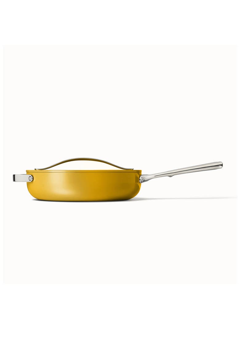 Nontoxic Ceramic Nonstick Sauté Pan with Lid, Alternate, color, MARIGOLD