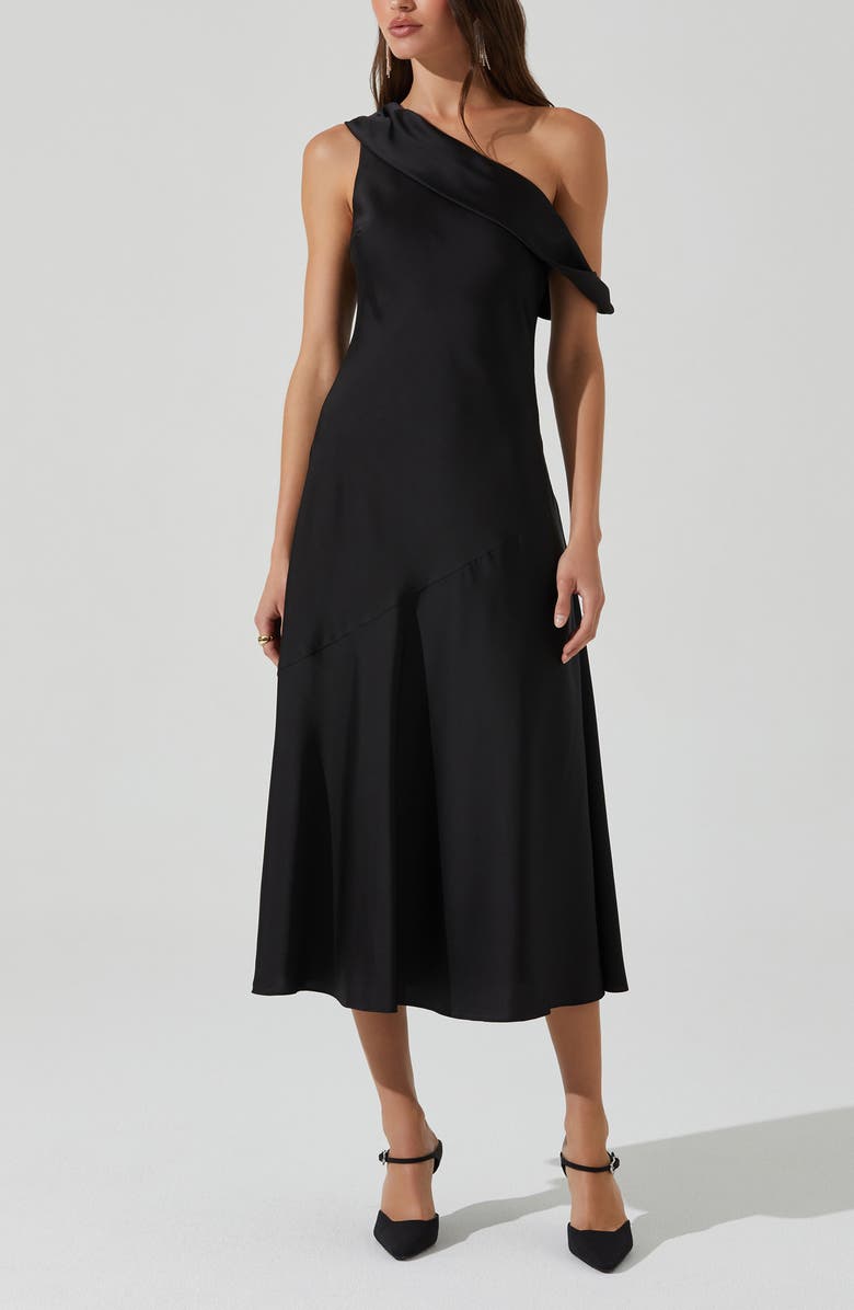 ASTR the Label Orissa One-Shoulder Satin Midi Dress, Alternate, color,