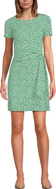 Lands' End Short Sleeve Cotton Modal Wrap Mini Dress