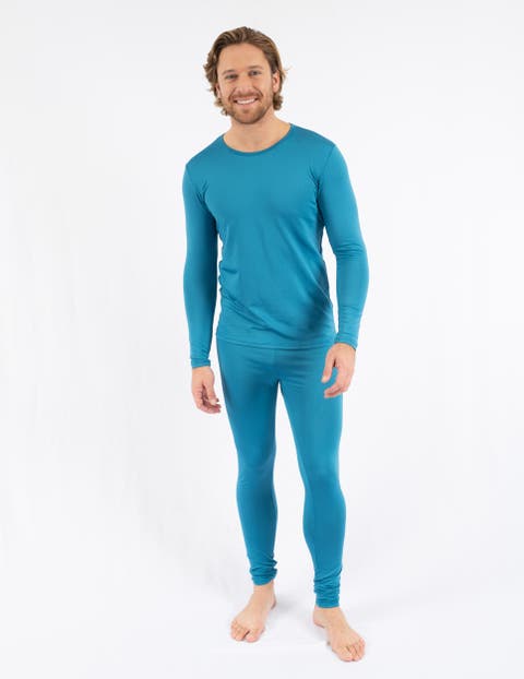 Men's Two-Piece Thermal Long Sleeve Solid Pajamas