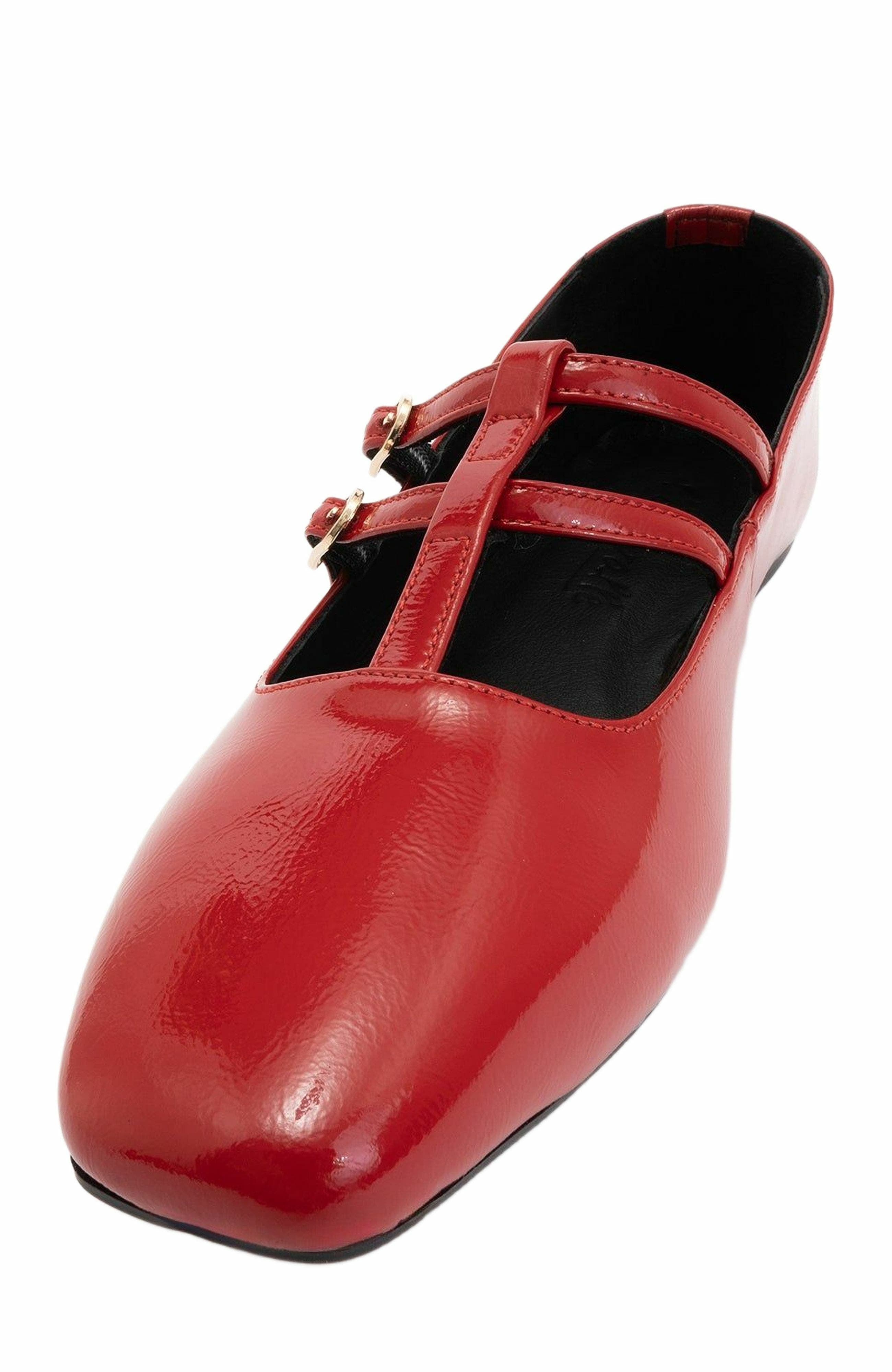 Forever & Always Shoes Starling Leather Mary Jane Flats, Alternate, color, Red Patent Leather
