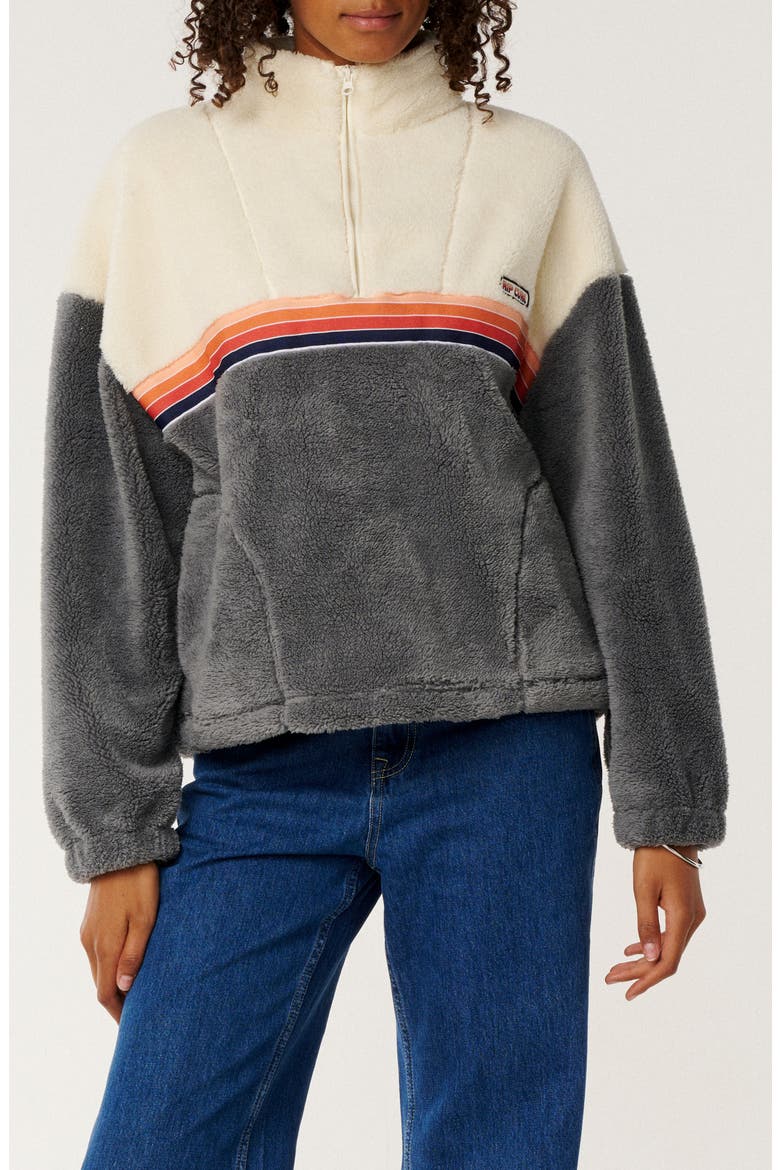 Surf Revival Quarter Zip Polar Fleece Pullover, Main, color, CHARCOAL GREY