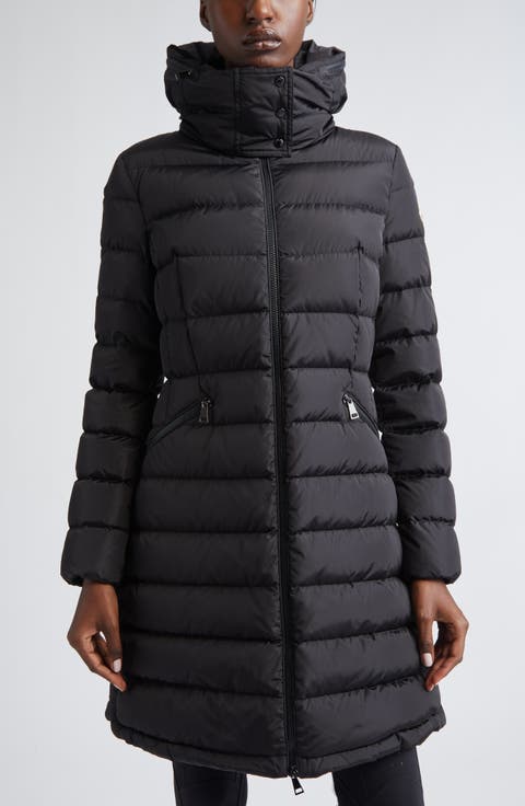 Flammette Water Repellent Long Hooded Down Coat