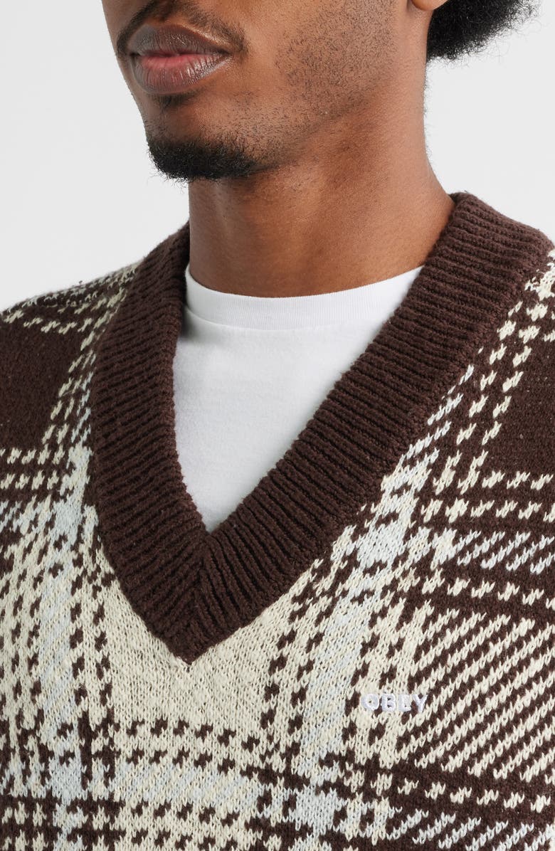 Obey Avon Plaid Sweater Vest, Alternate, color, Vanilla Multi