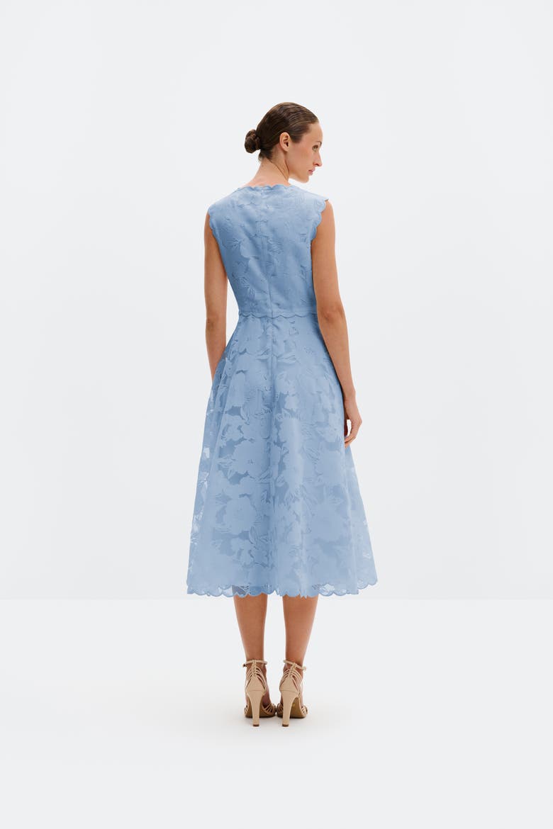 Elin Round Neck Lace A-Line Dress, Alternate, color, Sky
