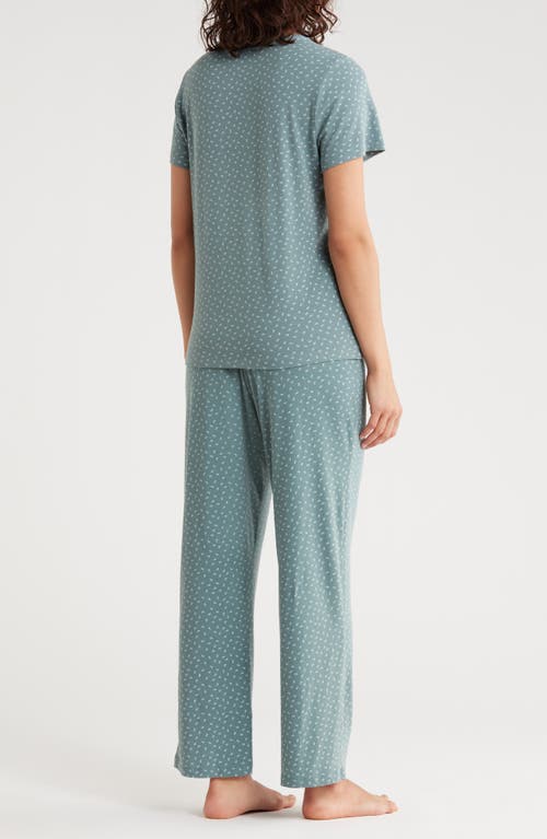 Calvin Klein Soft Slumber Short Sleeve Top & Pants Pajamas In Green