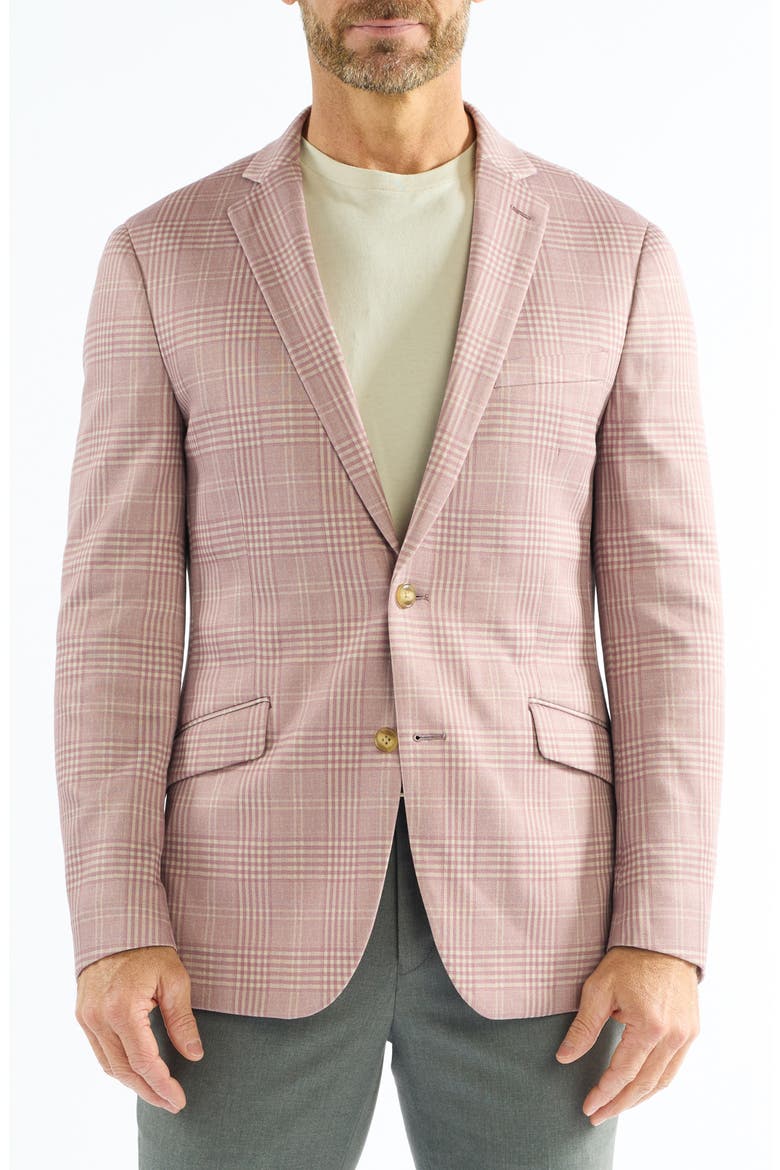 Plaid Knit Sport Coat, Main, color, BERRY