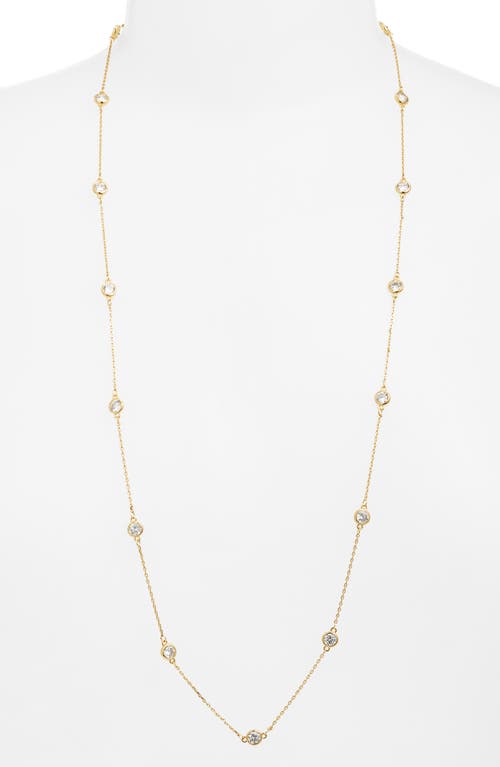 Nordstrom Bezel Cubic Zirconia Station Long Necklace In Gold