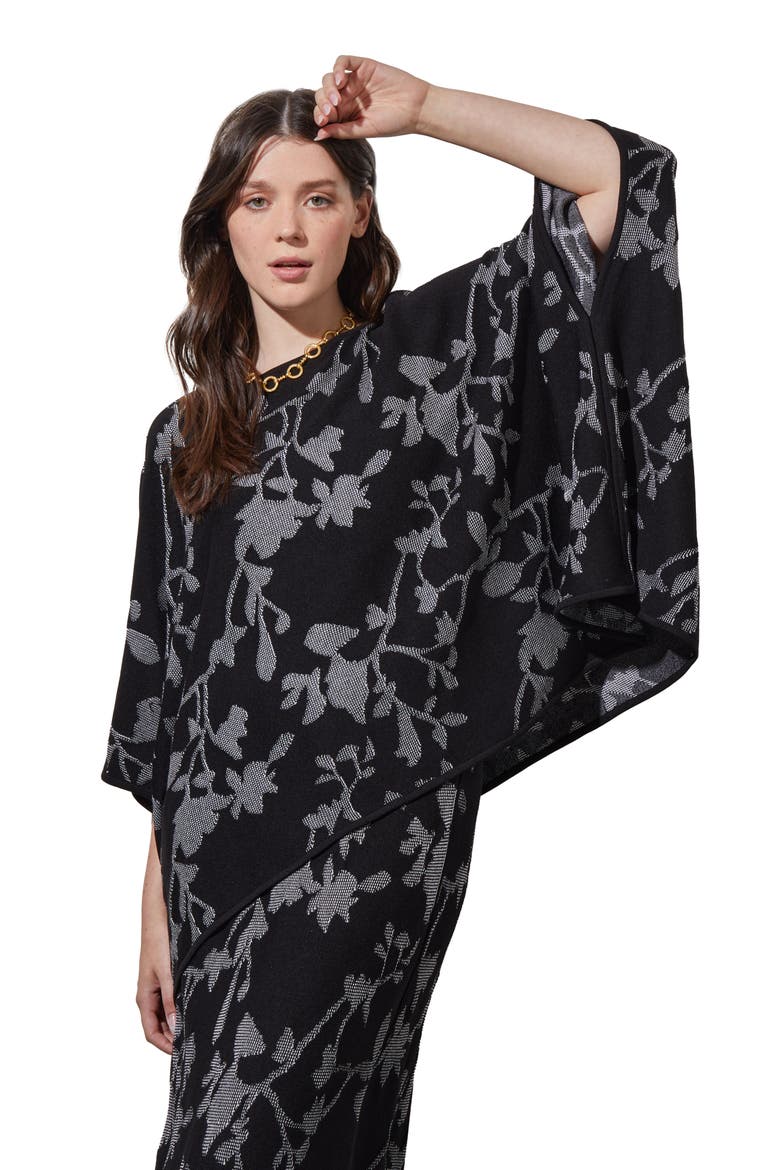Floral Jacquard Top, Alternate, color, BLACK/ WHITE