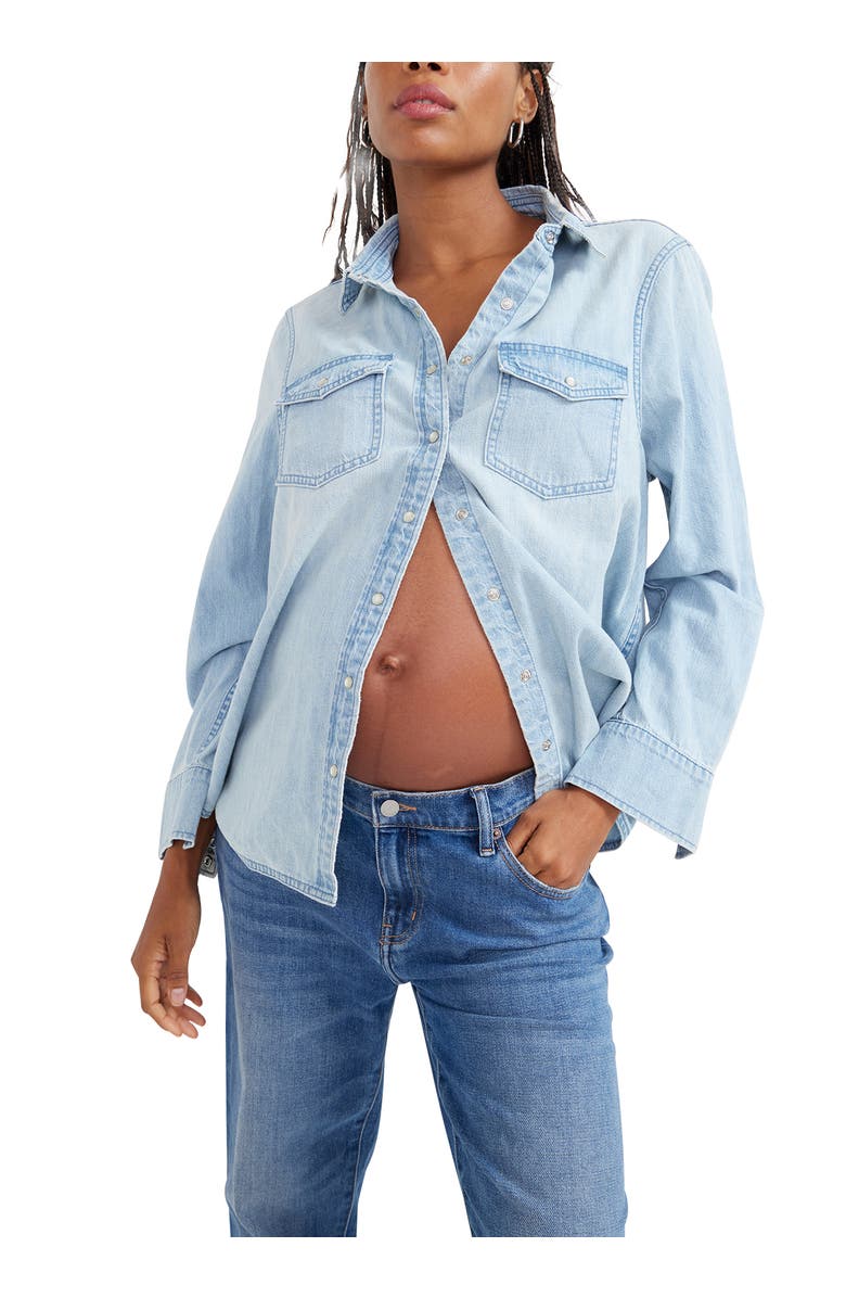 HATCH The Denim Maternity Shirt, Main, color, Light Wash