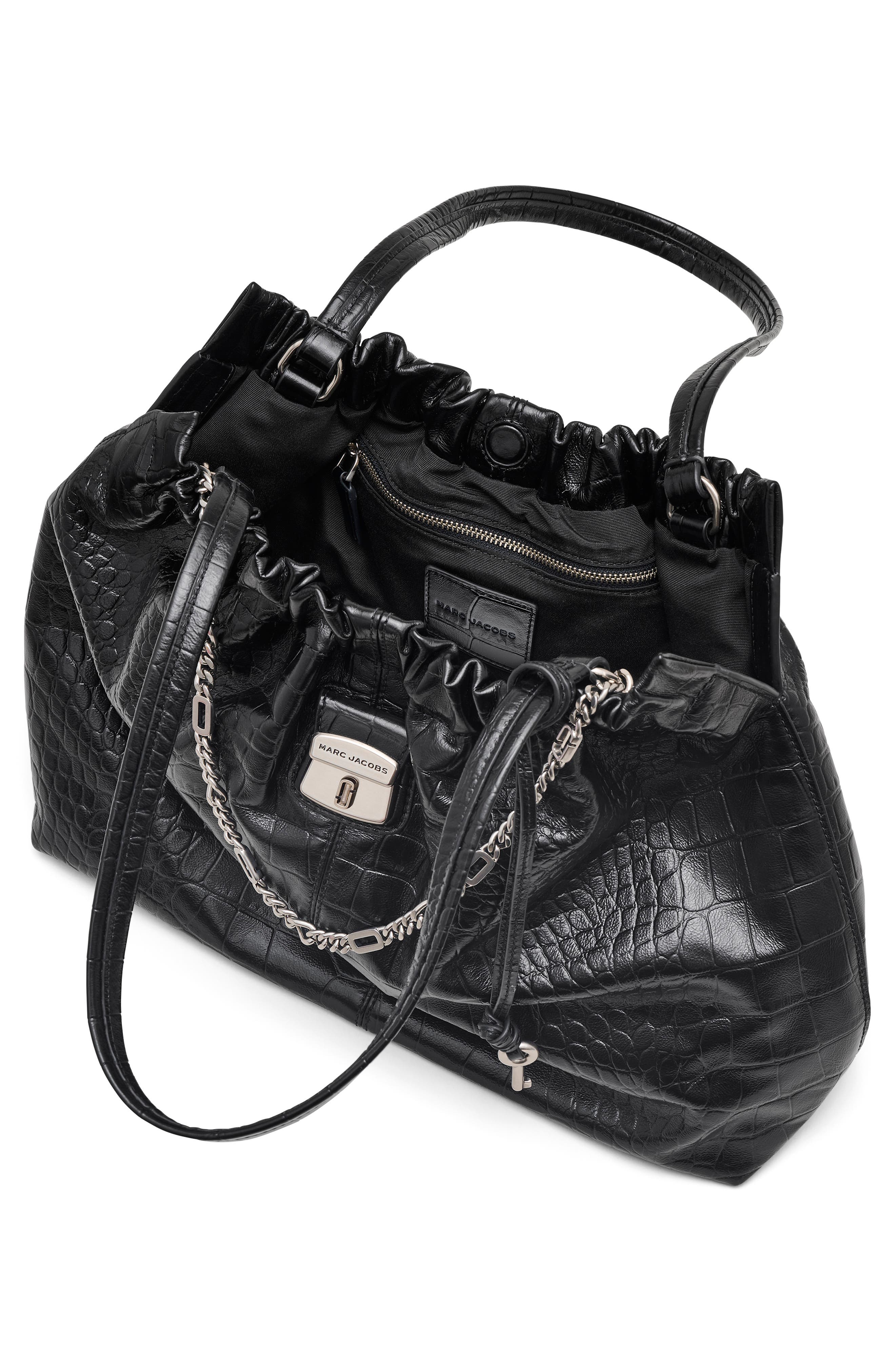 Marc Jacobs The Croc Cristina Leather Tote, Alternate, color, Black